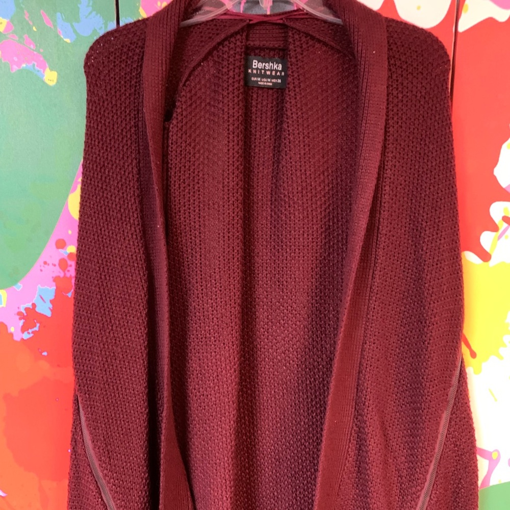 Faux Leather Sleeve Oversized Cardigan